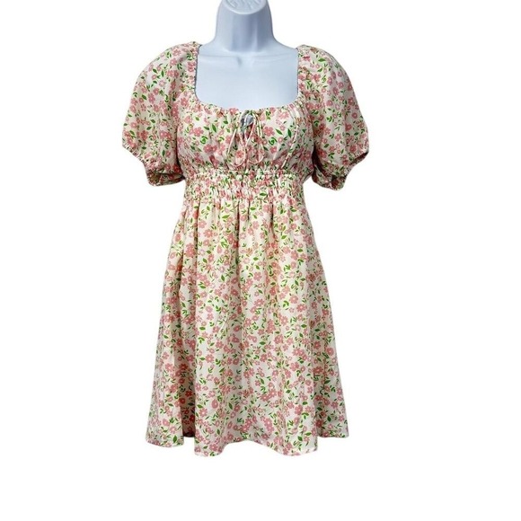 Princess Polly Floral Milkmaid Puff Sleeve Mini Dress Cottagecore Coquette Sz 6 - Picture 1 of 16